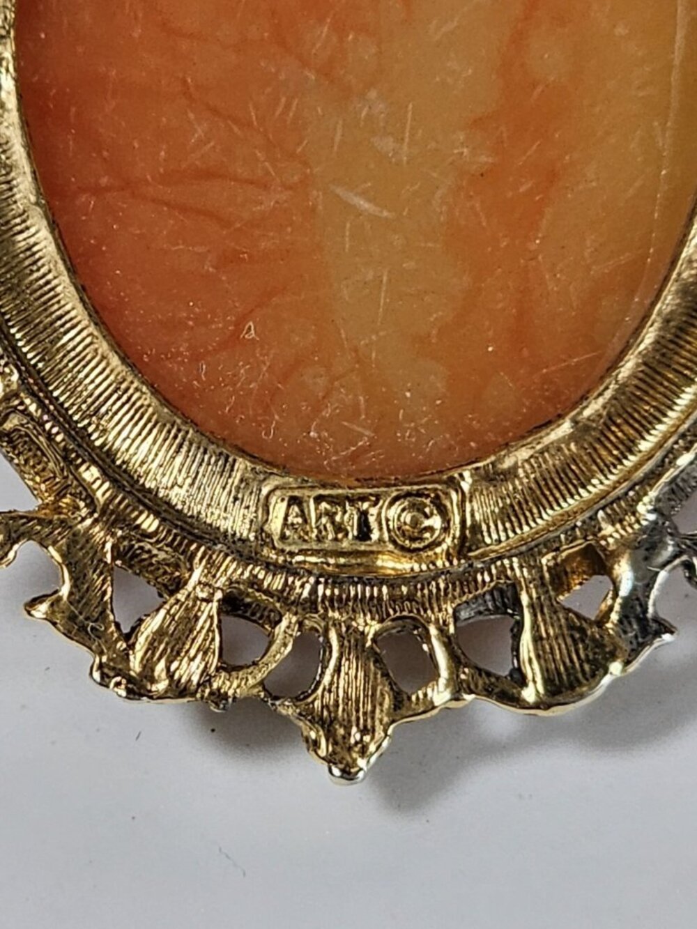 1960s Signed ART Arthur Pepper Cameo Pendant Gold/sliver Acents Lady Portrait - Picture 4 of 6